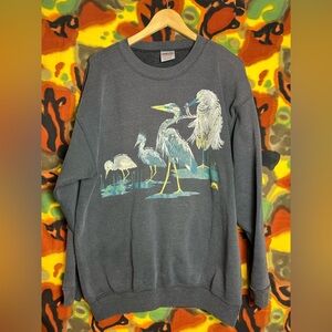 Vintage Oneita Blue Heron Mens Sweatshirt Size XXL
